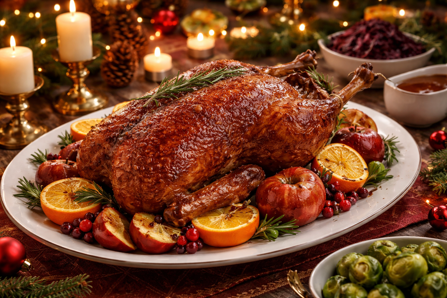 Festliches Festmahl mit Gans und Beilagen Festliches Festmahl mit Gans und Beilagen