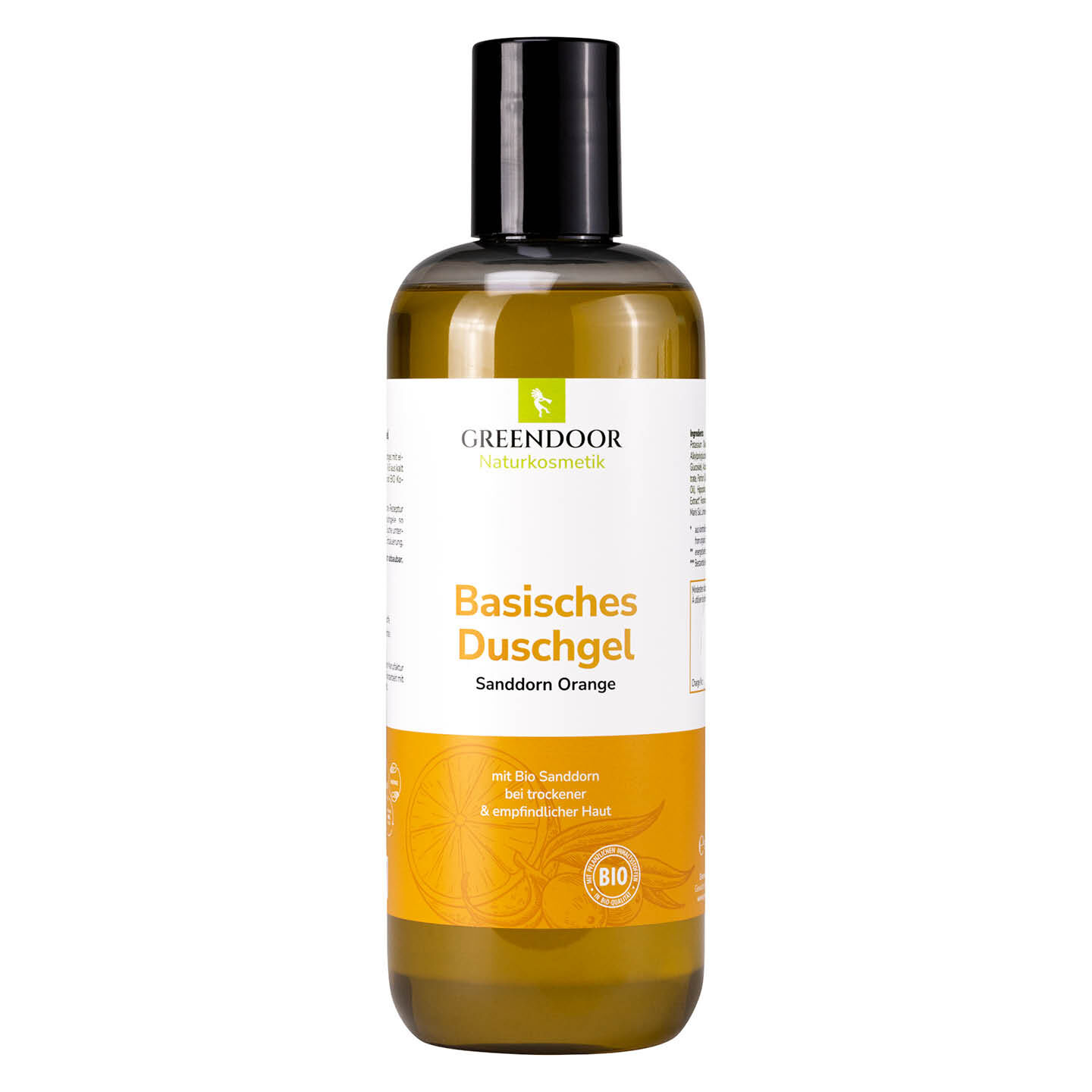 große Flasche Greendoor Duschgel Sanddorn Orange