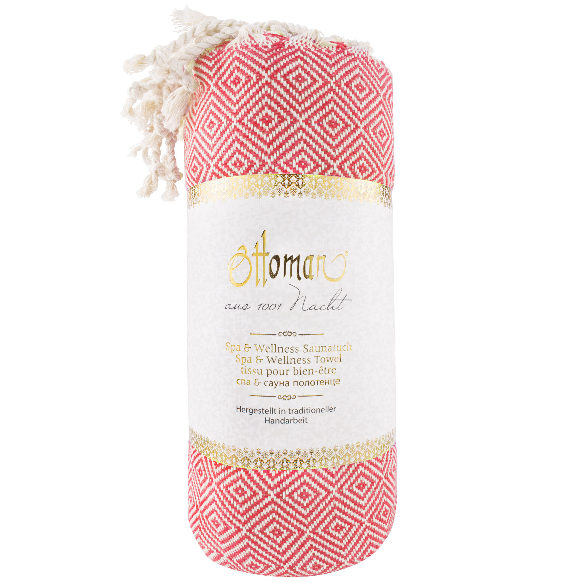 Hamam Tuch Rautenmuster pink/weiß