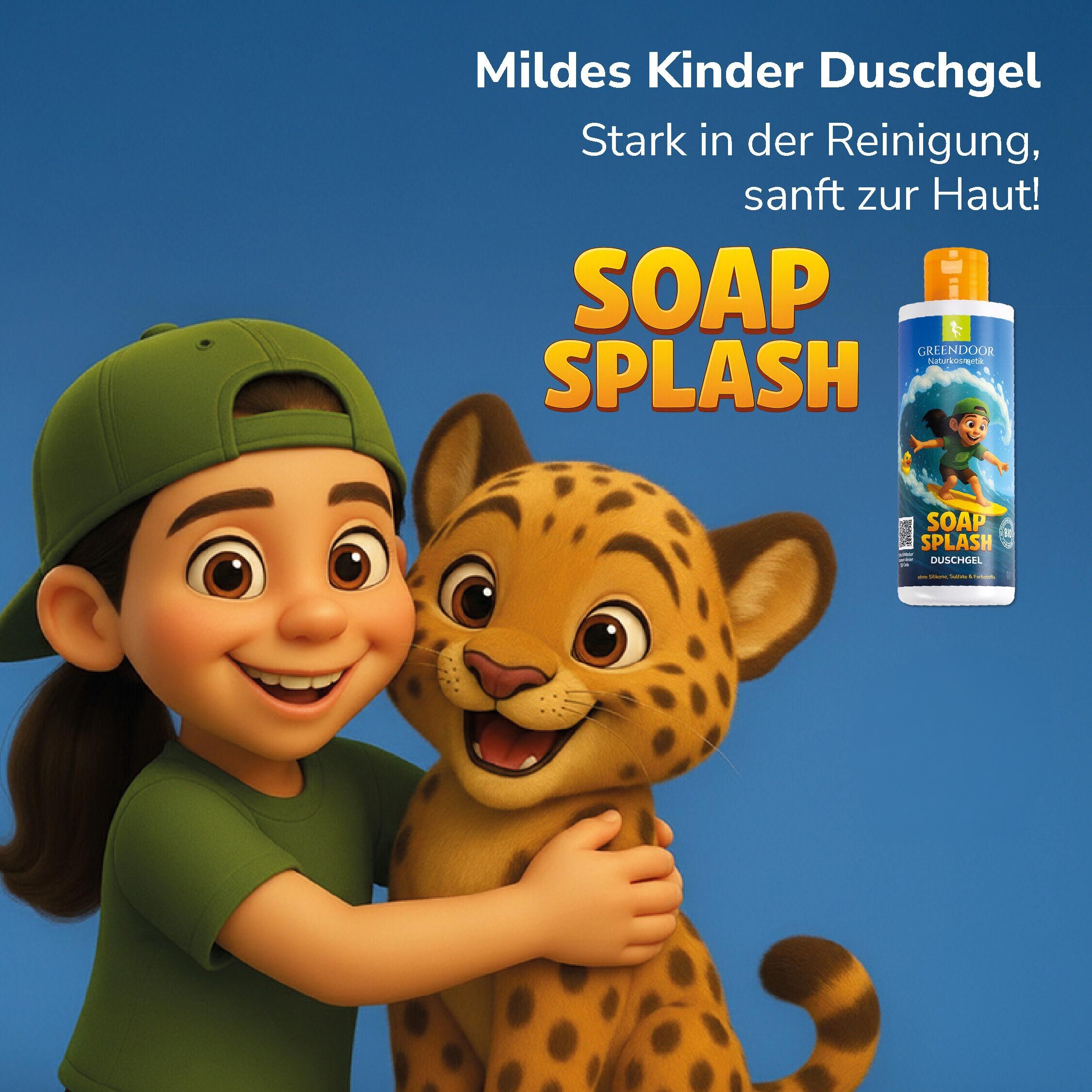 Sonderedition: Kinder Duschgel Soap Splash – vegane Naturkosmetik für empfindliche Kinderhaut Sonderedition: Kinder Duschgel Soap Splash – vegane Naturkosmetik für empfindliche Kinderhaut