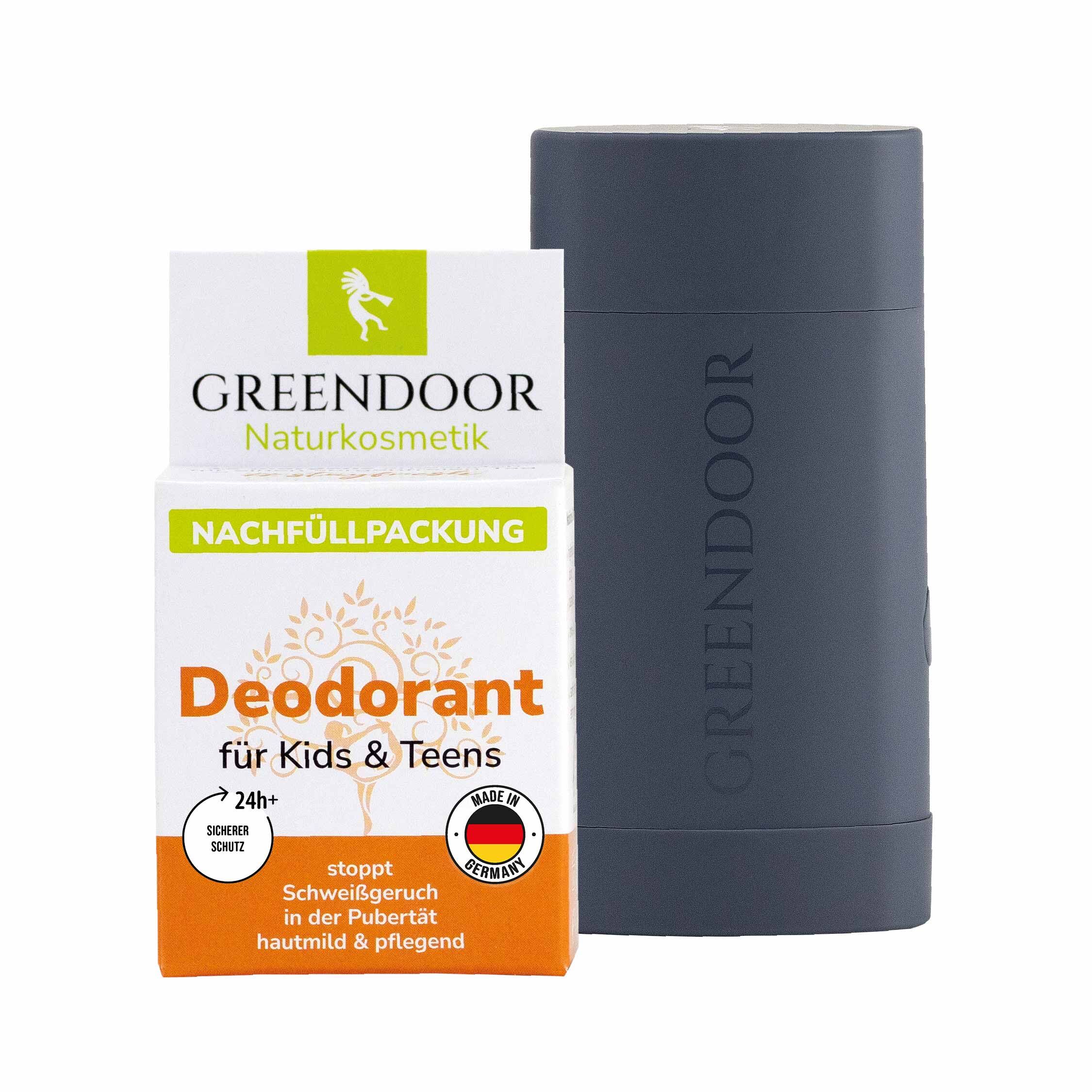 Deodorant Nachfüllpackung für Kids & Teens + Hülse Grey Deodorant Nachfüllpackung für Kids & Teens + Hülse Grey